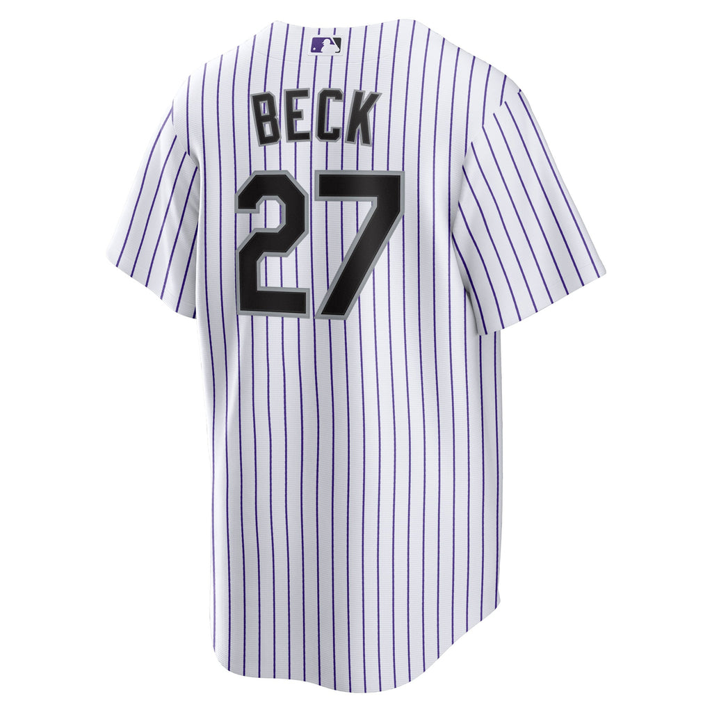 Colorado Rockies Jordan Beck Nike White Home Replica Jersey