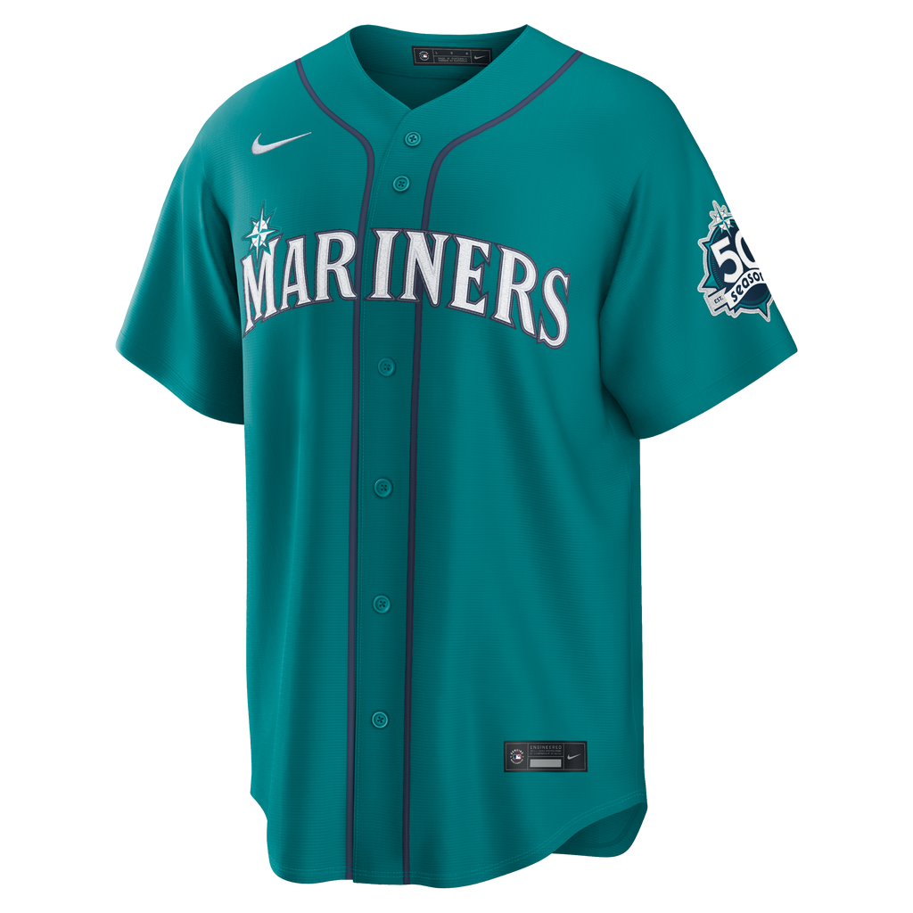 Seattle Mariners Julio Rodríguez Nike Teal Alternate Stadium 50th Season Patch Jersey