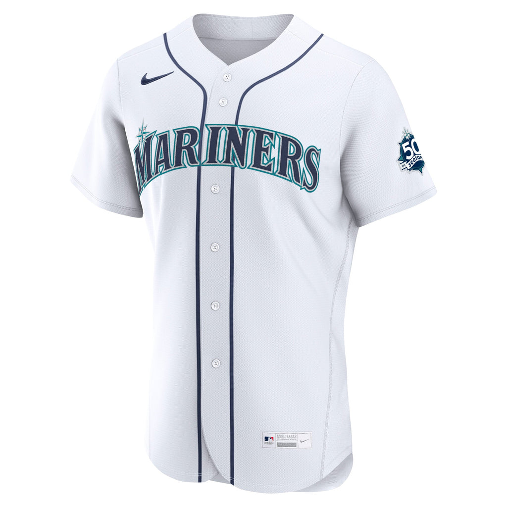 Seattle Mariners Nike White 50th Anniversary Patch Home Authentic Jersey