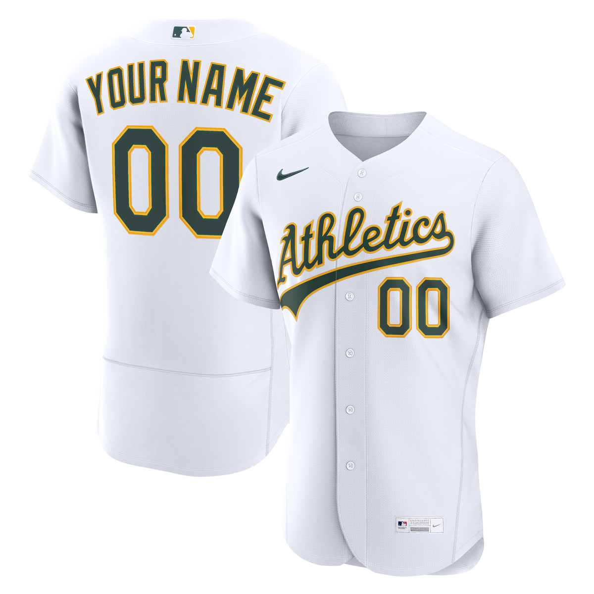 Athletics Nike White Home Authentic Custom Jersey