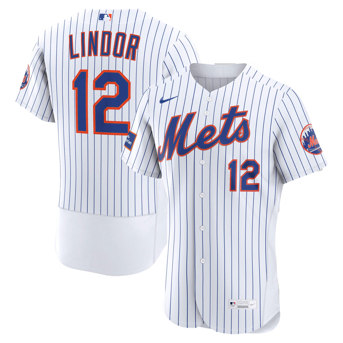 New York Mets Francisco Lindor Nike White Home Authentic Sponsor Patch Jersey