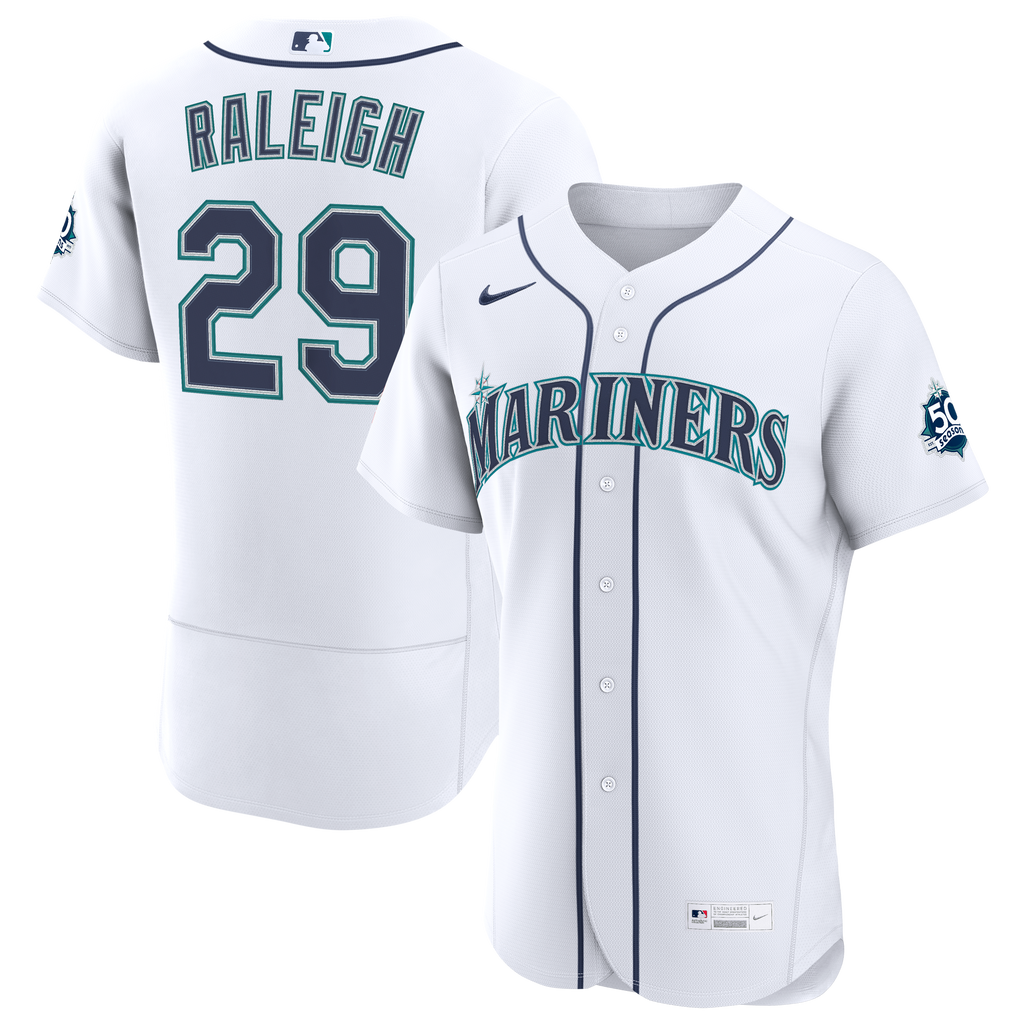 Seattle Mariners Cal Raleigh Nike White Home 50th Season Authentic Jersey