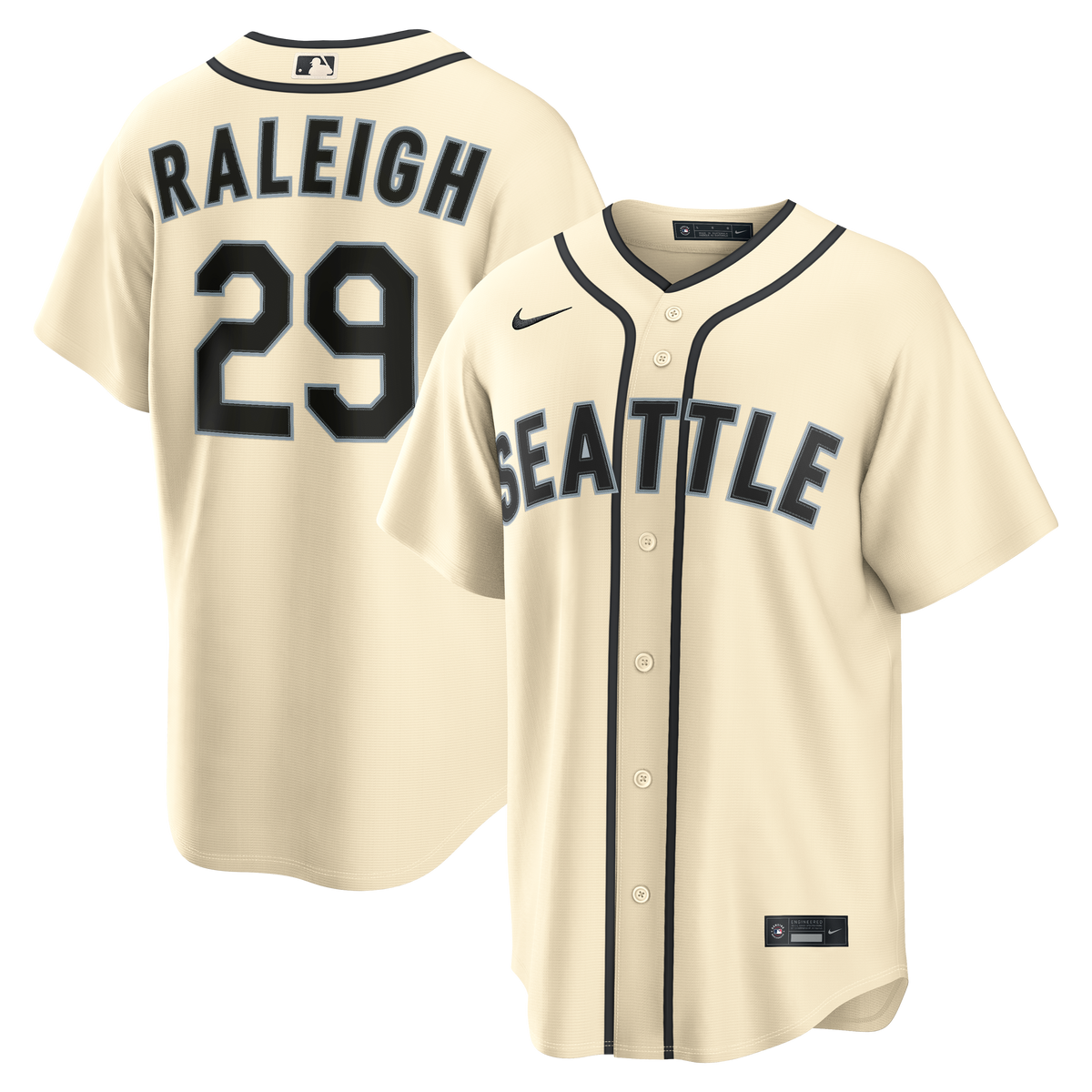 Seattle Mariners Cal Raleigh Nike Navy Road Replica Jersey