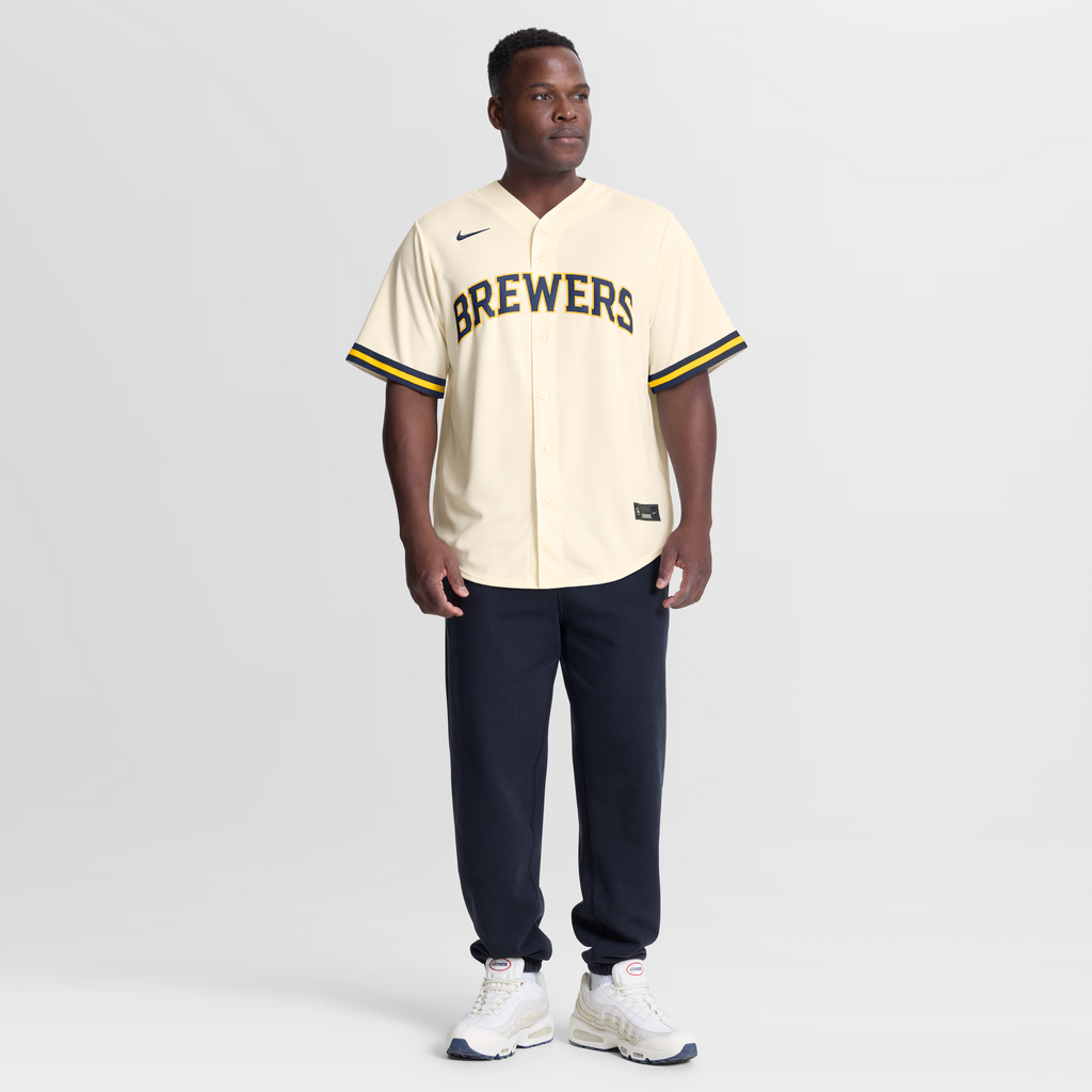 Milwaukee Brewers Christian Yelich Nike Cream Home Replica Jersey