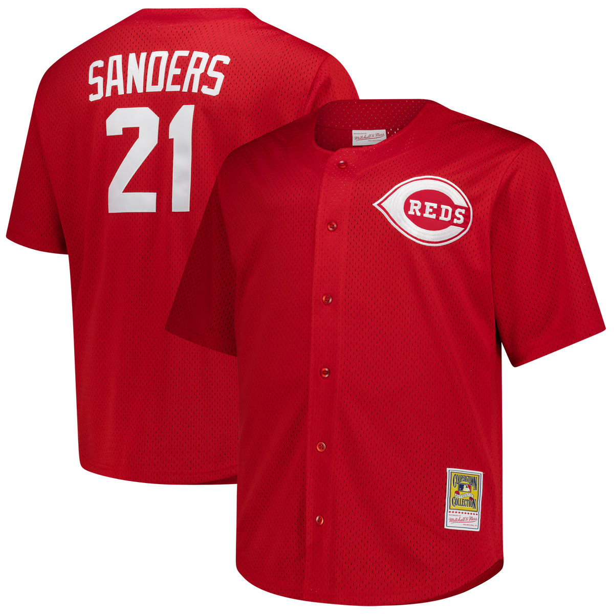 Cincinnati Reds Deion Sanders Mitchell & Ness Red Big & Tall Cooperstown Mesh Batting Practice Jersey