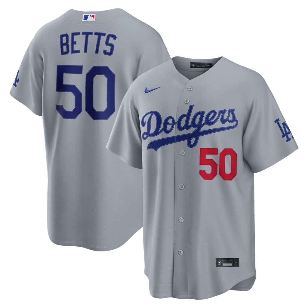 Los Angeles Dodgers Mookie Betts Nike Gray Stadium Jersey