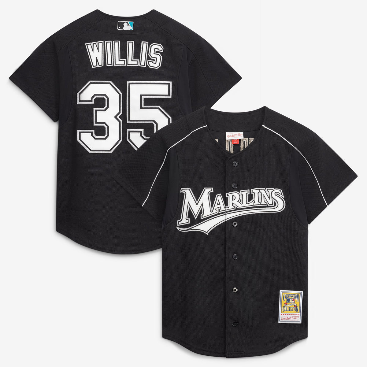 Florida Marlins Dontrelle Willis Mitchell & Ness Black Cooperstown Collection Mesh Batting Practice Button-Up Jersey
