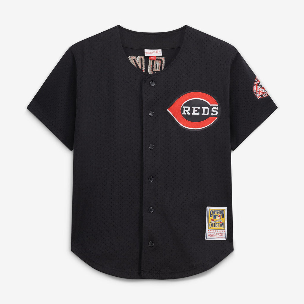 Cincinnati Reds Barry Larkin Mitchell & Ness Red Throwback Cooperstown Mesh Batting Practice Jersey