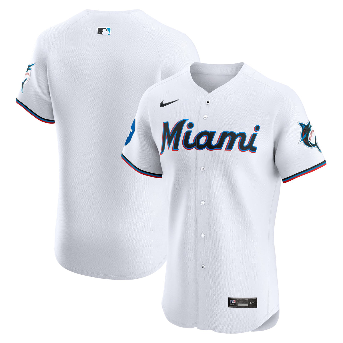 Miami Marlins Nike White Home Elite Patch Jersey