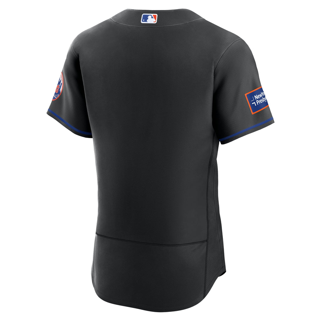 New York Mets Nike Black Alternate Sponsor Patch Authentic Jersey