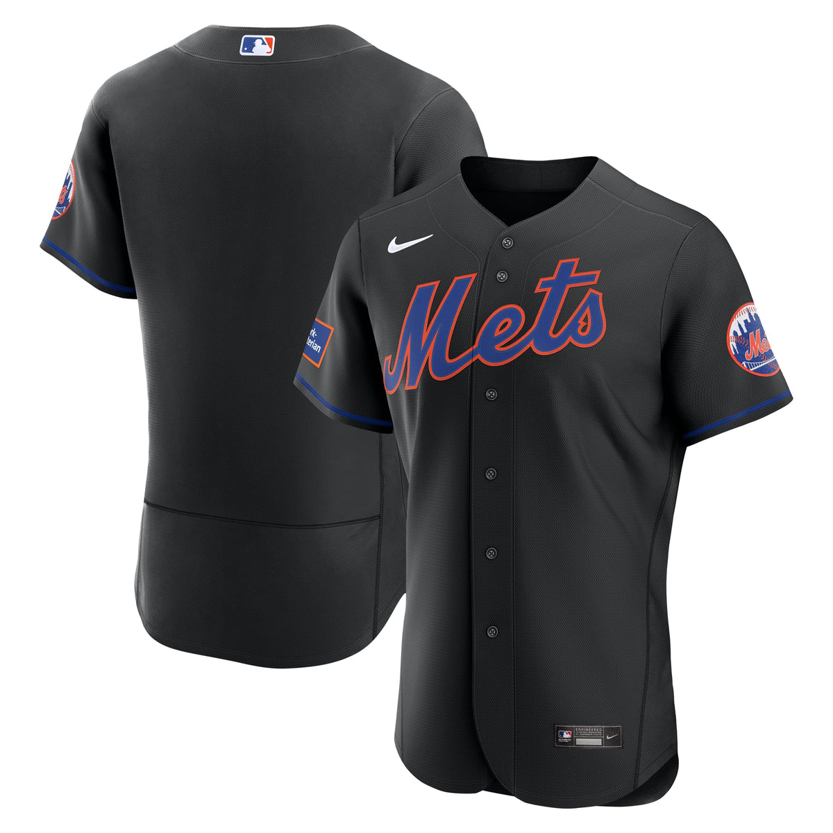 New York Mets Nike White Home Sponsor Patch Authentic Jersey