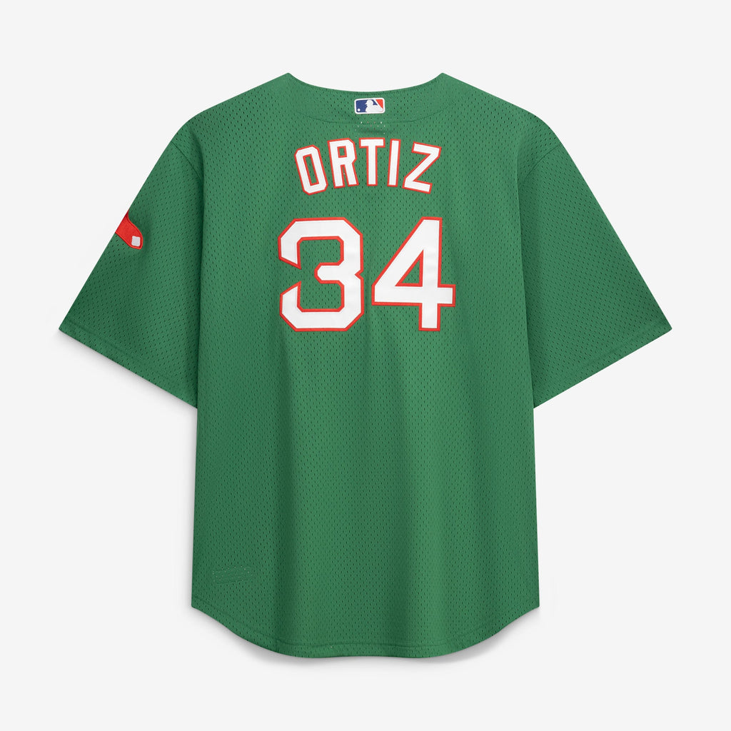 Boston Red Sox David Ortiz Mitchell & Ness Kelly Green Big & Tall Cooperstown Collection Mesh Batting Practice Jersey