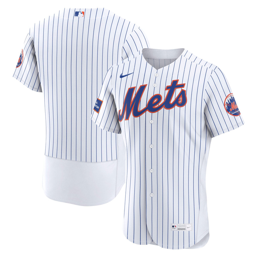 New York Mets Nike White Home Sponsor Patch Authentic Jersey