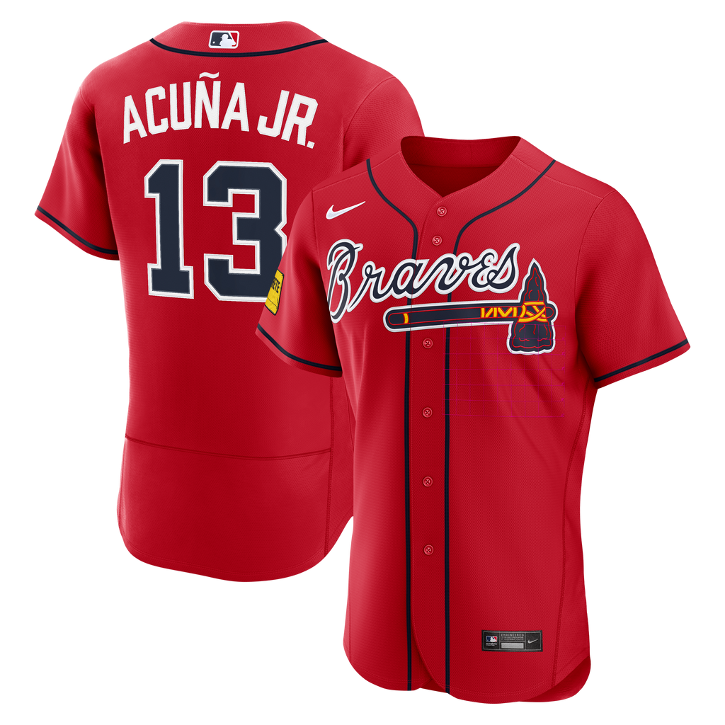 Atlanta Braves Ronald Acuña Jr. Nike Red Alternate Authentic Sponsor Patch Jersey