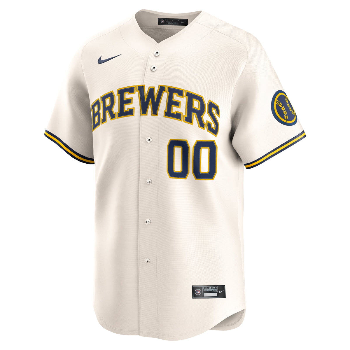 Milwaukee Brewers Nike Cream Home Limited Custom Jersey