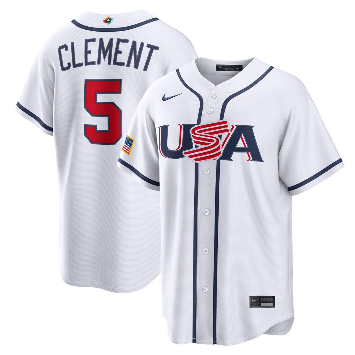 USA Baseball Ernie Clement Nike White 2026 World Baseball Classic Home Stadium Jersey