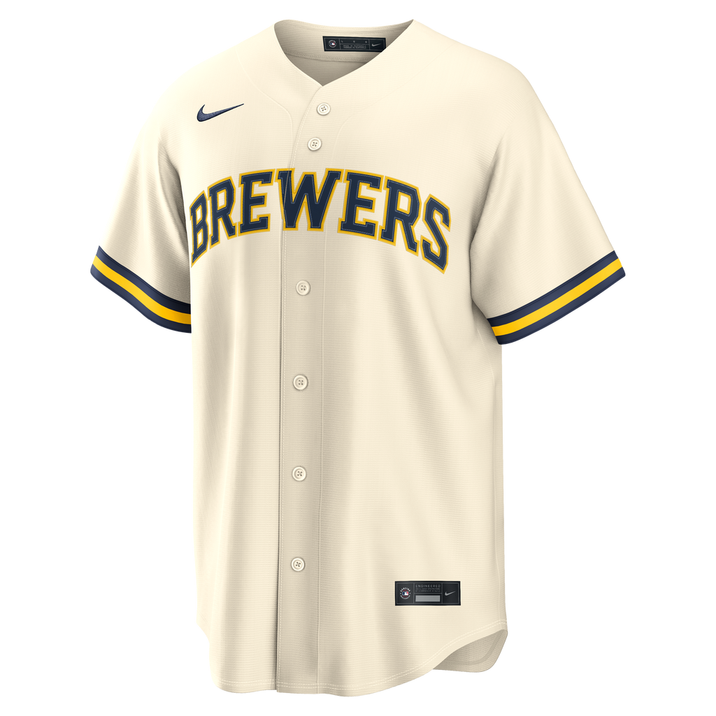 Milwaukee Brewers Nike Cream Home Replica Custom Jersey