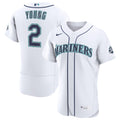 Seattle Mariners Cole Young Nike White Home 50th Season Authentic Jersey