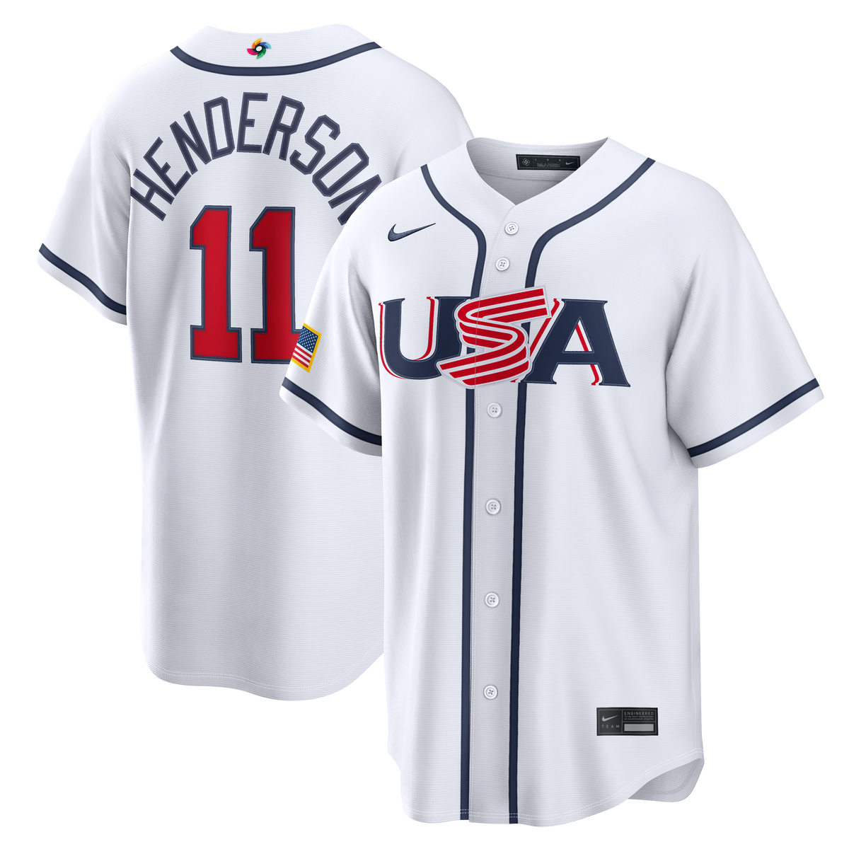 USA Baseball Gunnar Henderson Nike White 2026 World Baseball Classic Home Stadium Jersey