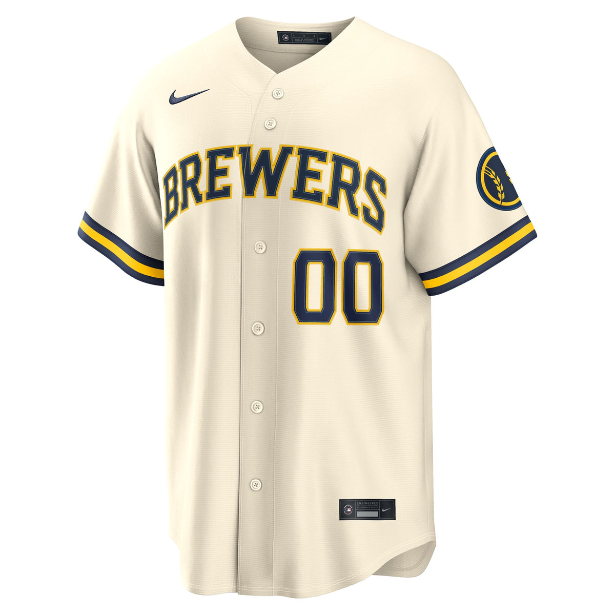 Milwaukee Brewers Nike Cream Home Stadium Custom Jersey