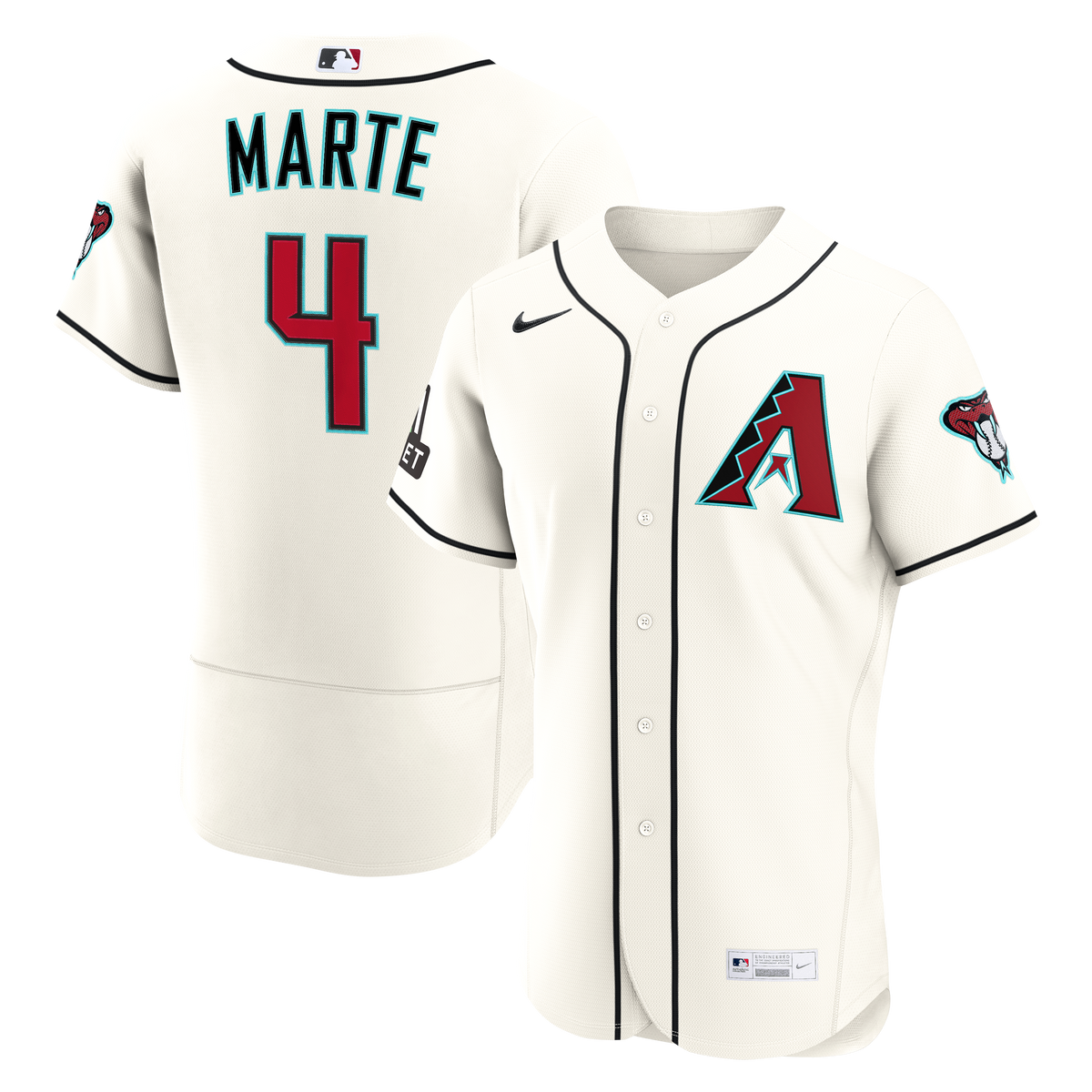 Arizona Diamondbacks Ketel Marte Nike Cream Home Authentic Sponsor Patch Jersey
