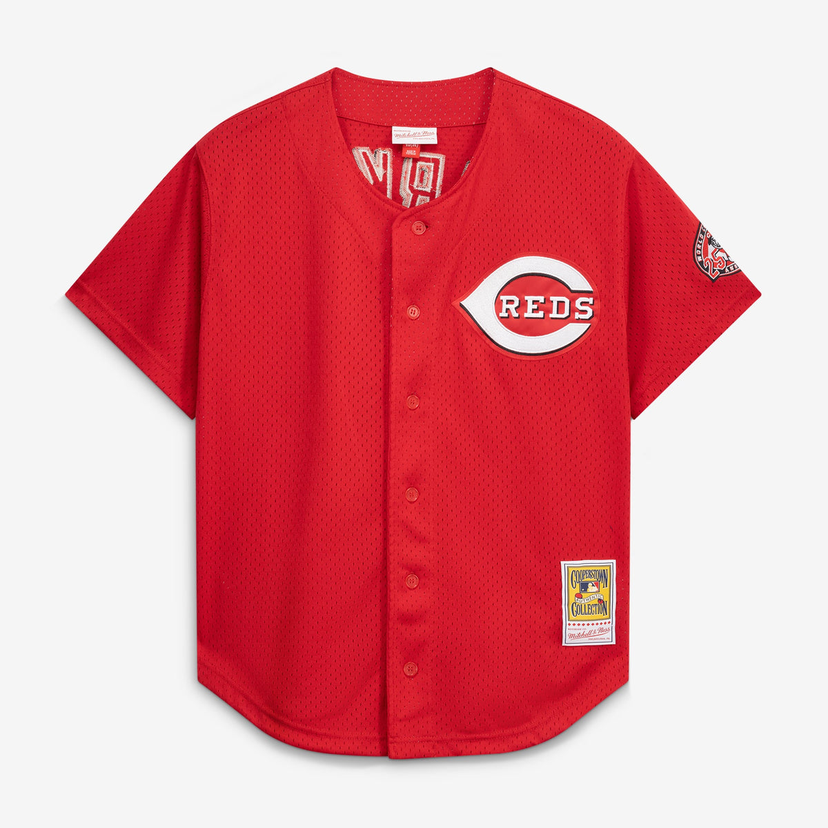 Cincinnati Reds Barry Larkin Mitchell & Ness Black Cooperstown Collection Mesh Batting Practice Button-Up Jersey