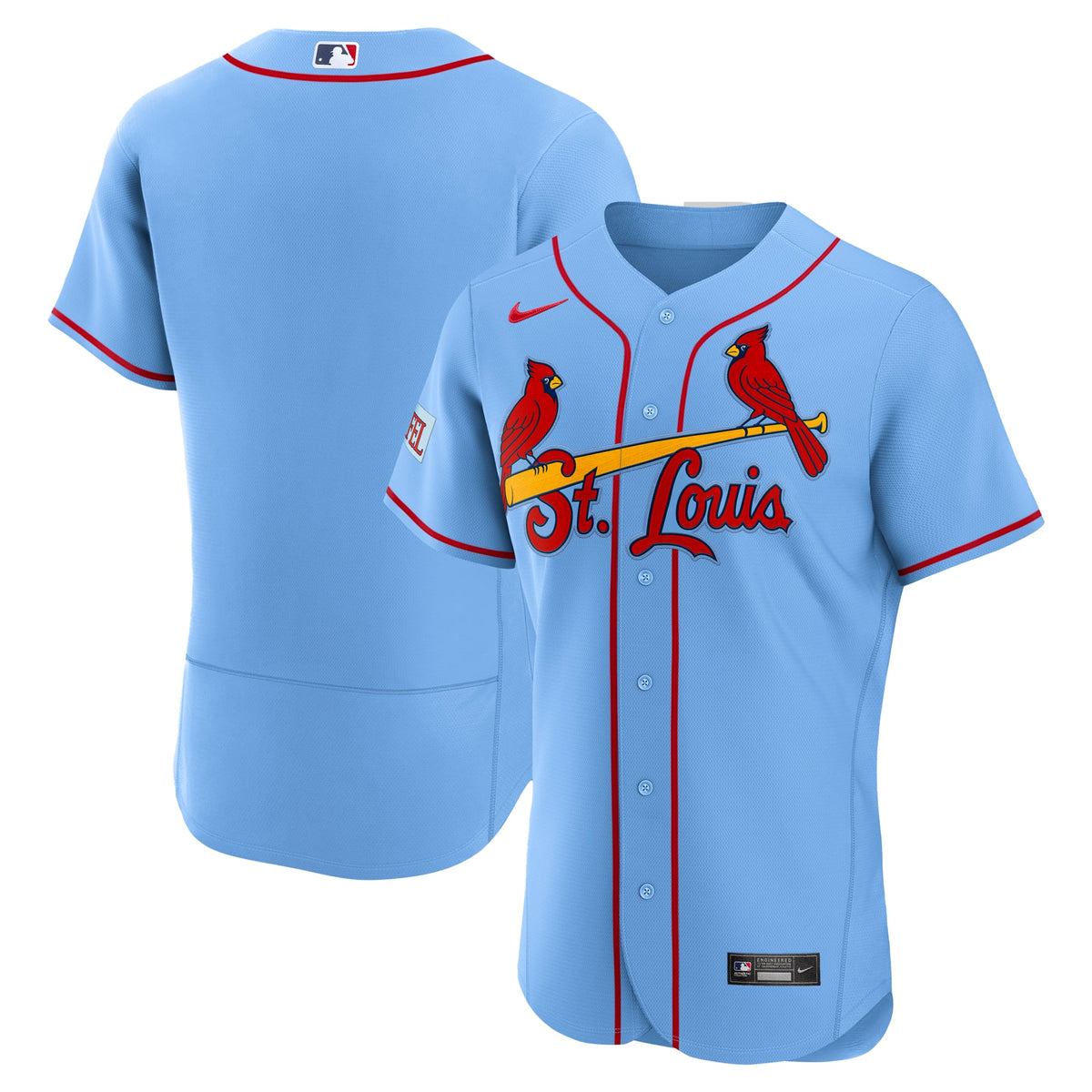 St. Louis Cardinals Nike Light Blue Alternate Sponsor Patch Authentic Jersey