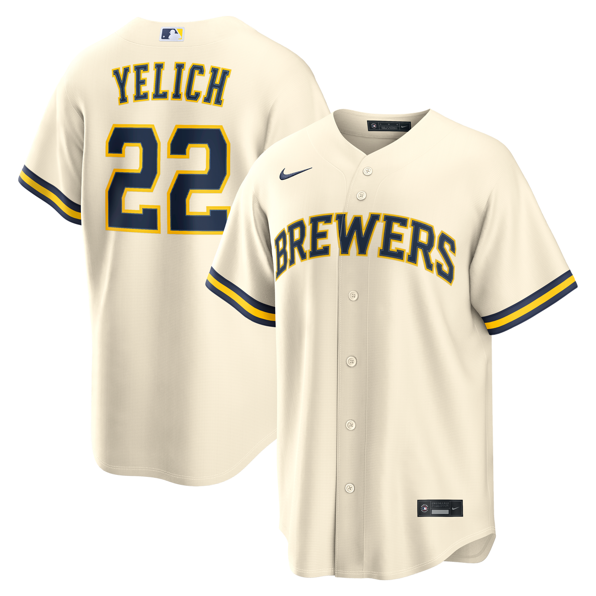 Milwaukee Brewers Christian Yelich Nike Cream Home Replica Jersey