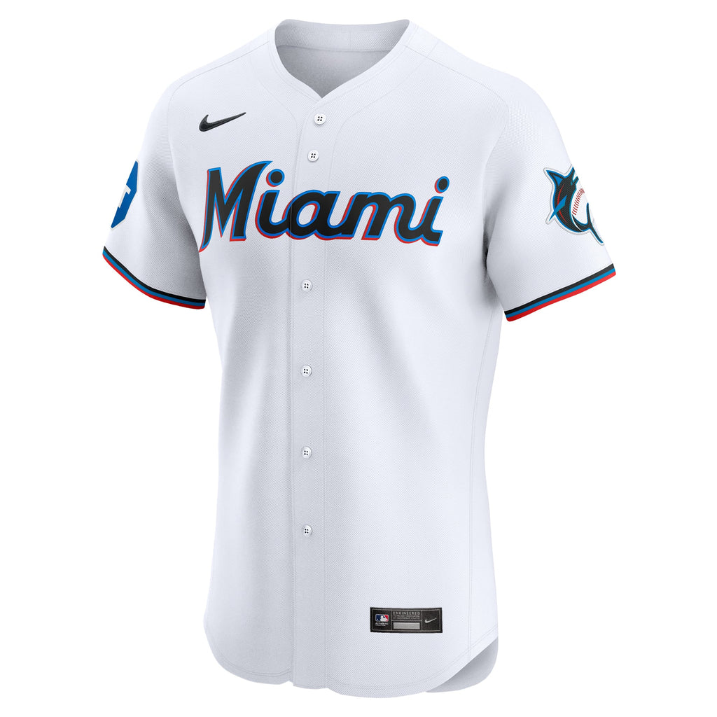 Miami Marlins Nike White Home Elite Patch Jersey
