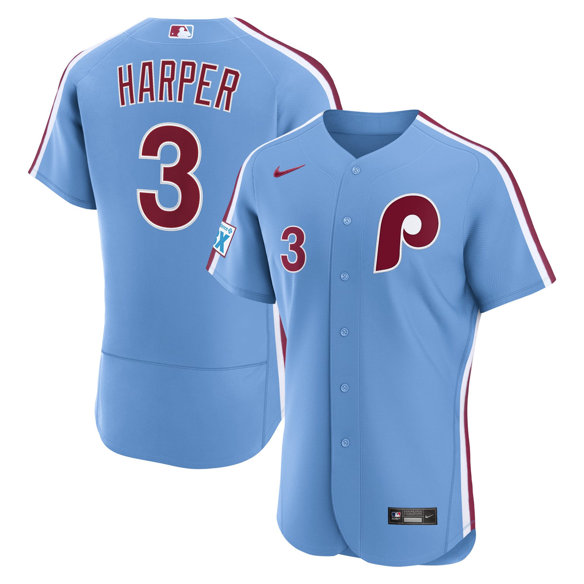 Philadelphia Phillies Bryce Harper Nike Cream Alternate Authentic Sponsor Patch Jersey