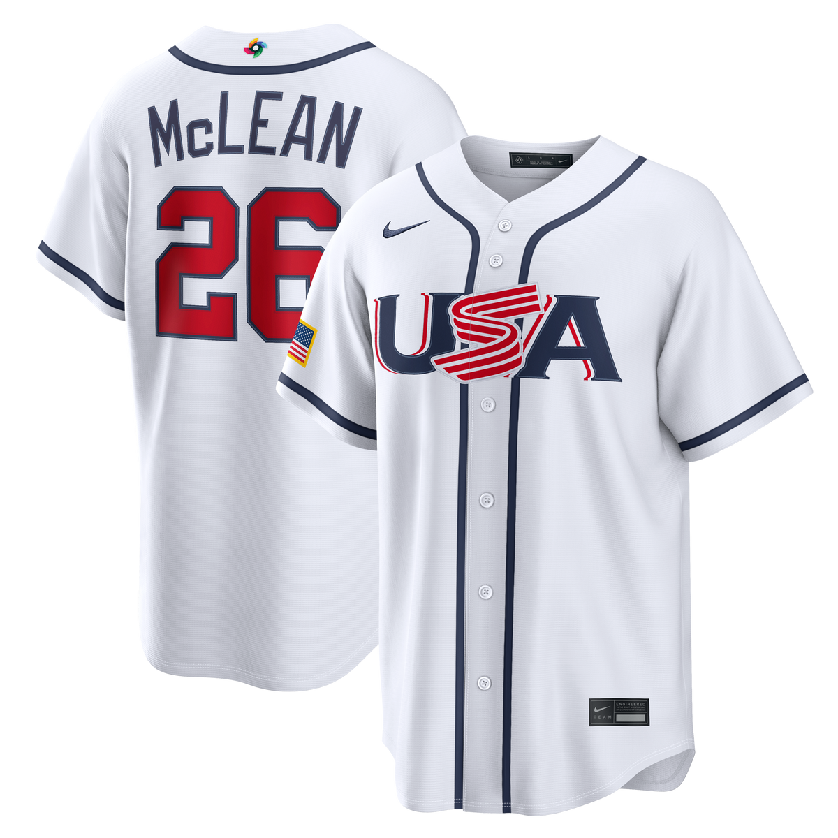 USA Baseball Nolan McLean Nike White 2026 World Baseball Classic Home Stadium Jersey
