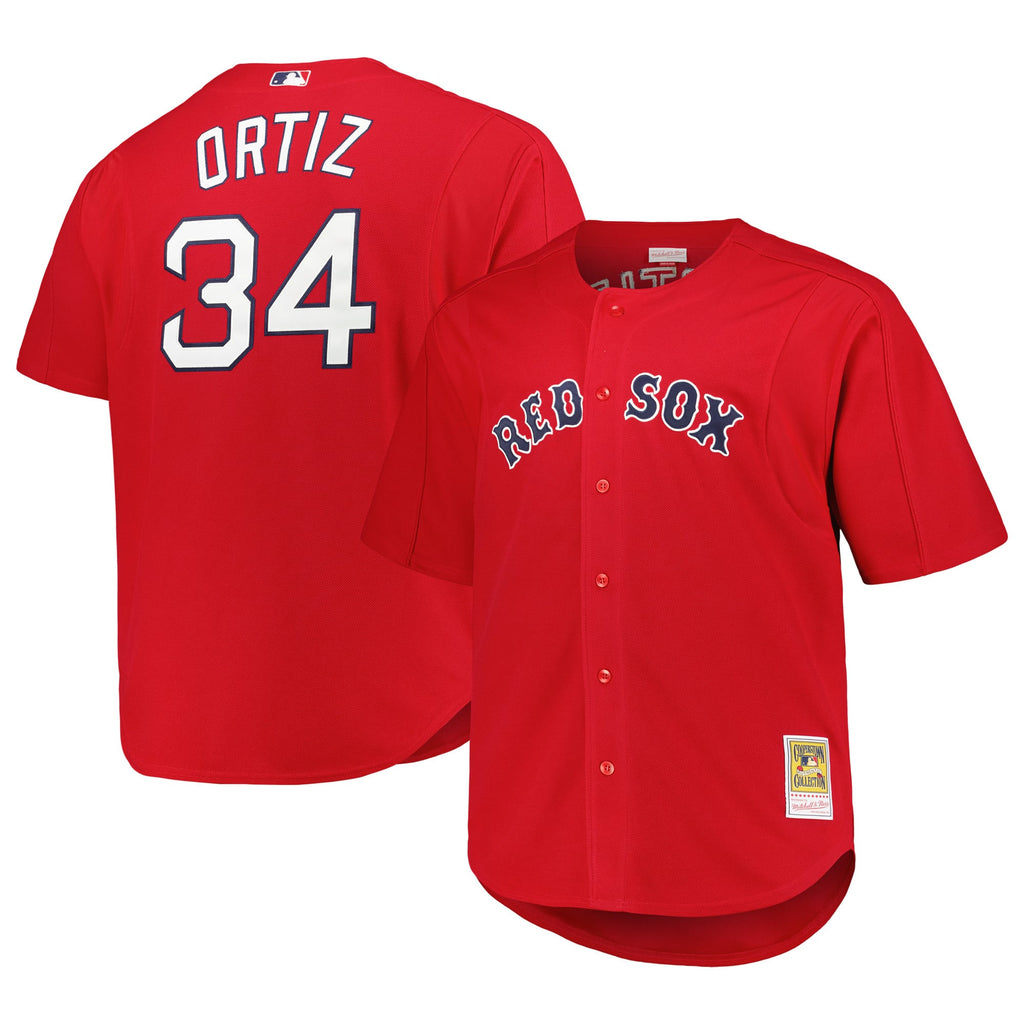 Boston Red Sox David Ortiz Mitchell & Ness Red Big & Tall Cooperstown Mesh Batting Practice Jersey