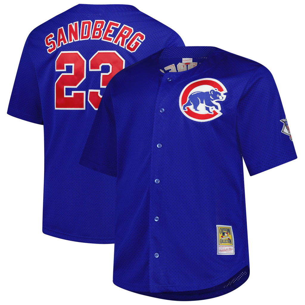 Chicago Cubs Ryne Sandberg Mitchell & Ness Royal Big & Tall Cooperstown Mesh Batting Practice Jersey