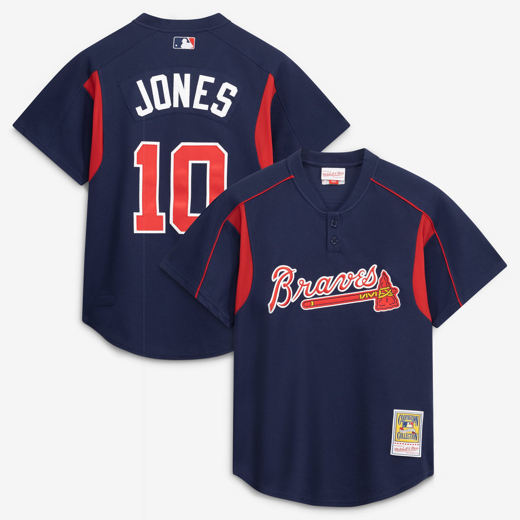 Atlanta Braves Chipper Jones Mitchell & Ness Navy Authentic Batting Practice Jersey