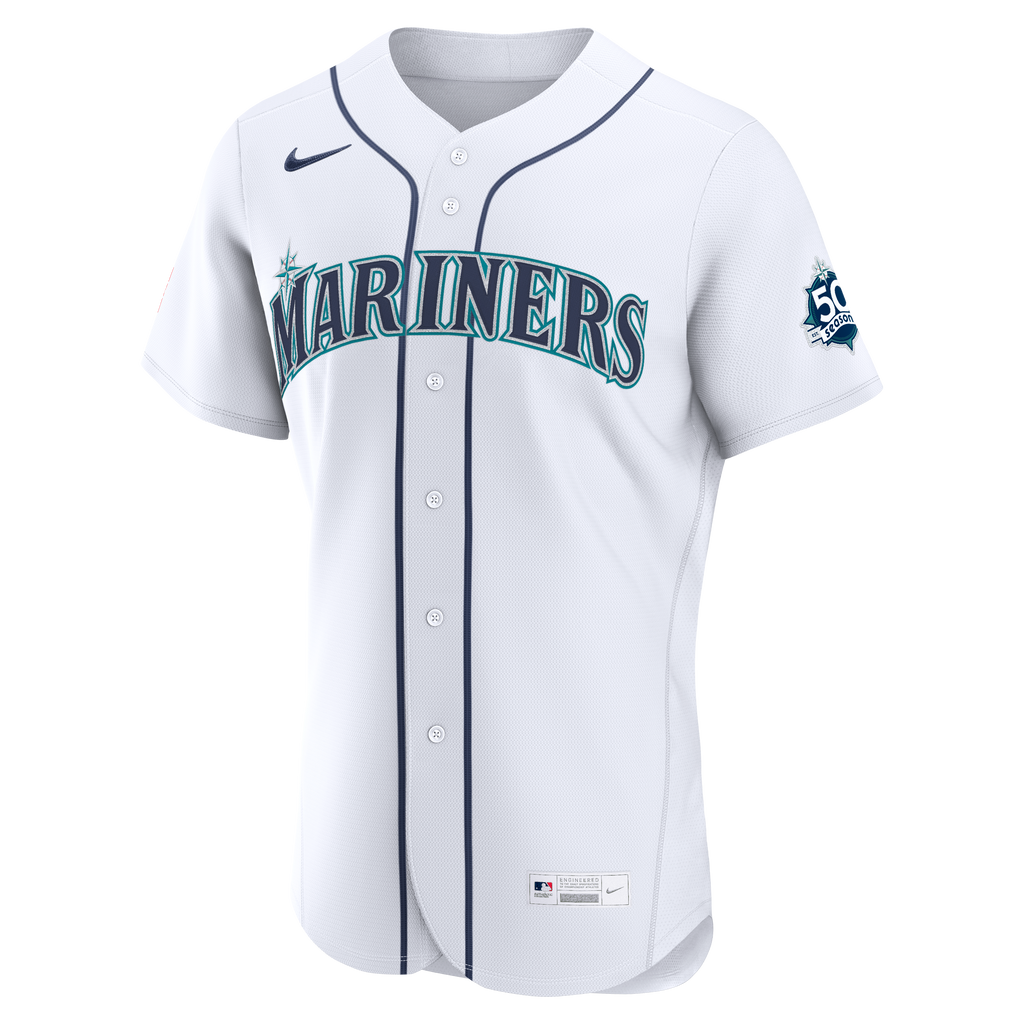 Seattle Mariners Josh Naylor Nike White Home 50th Season Authentic Jersey