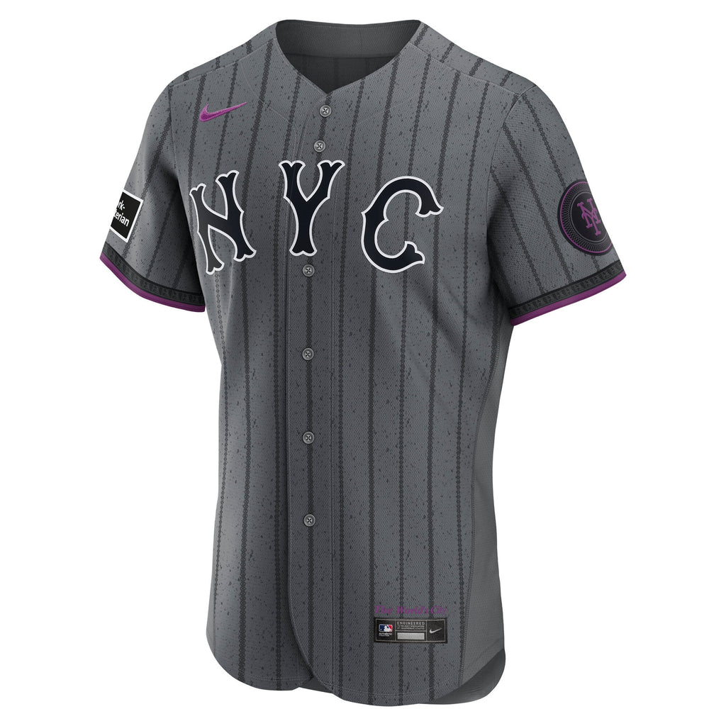New York Mets Nike Gray City Connect Authentic Sponsor Patch Jersey