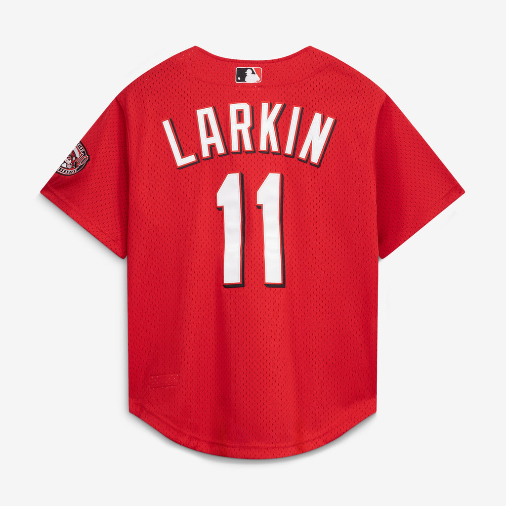 Cincinnati Reds Barry Larkin Mitchell & Ness Red Throwback Cooperstown Mesh Batting Practice Jersey