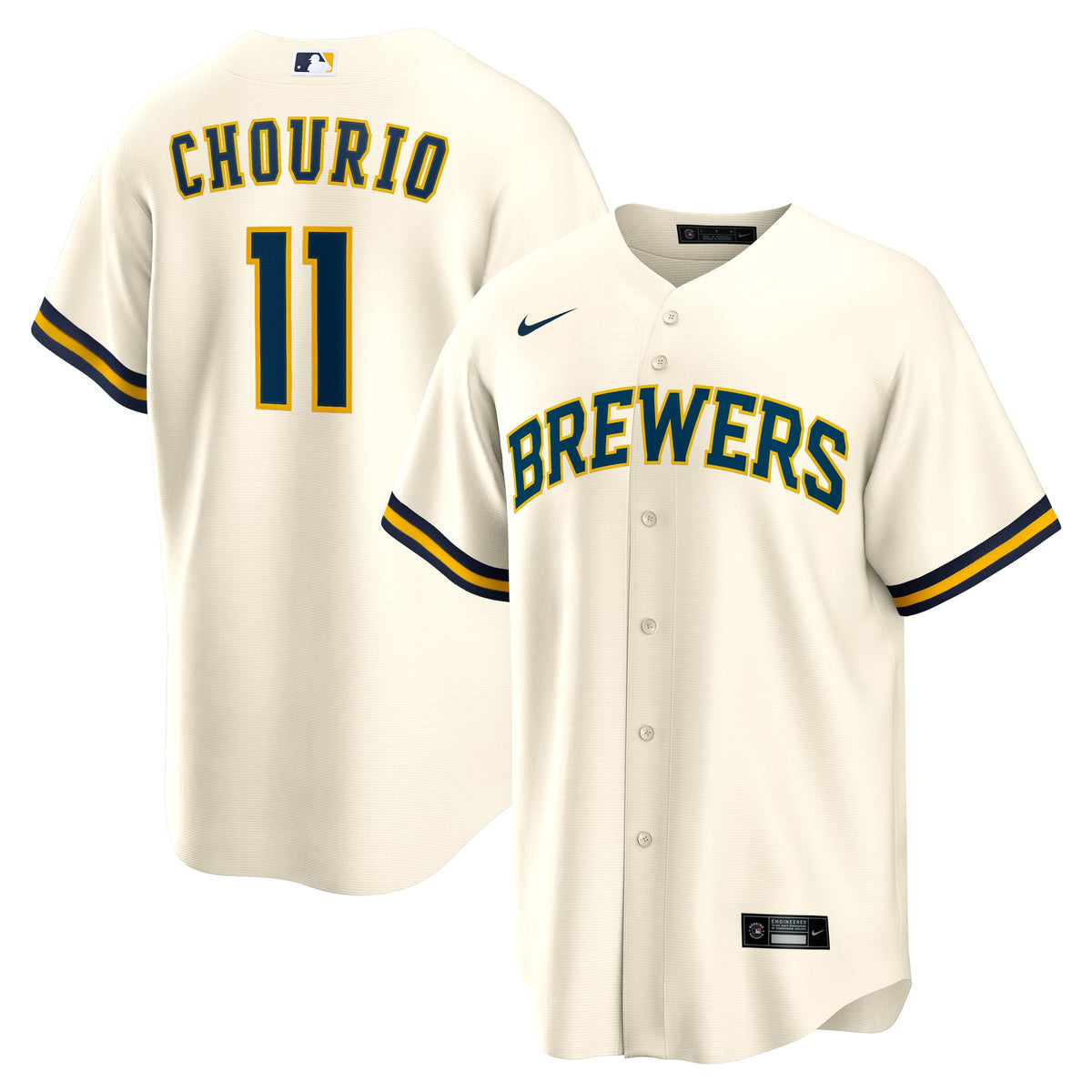Milwaukee Brewers Jackson Chourio Nike Cream Home Replica Jersey