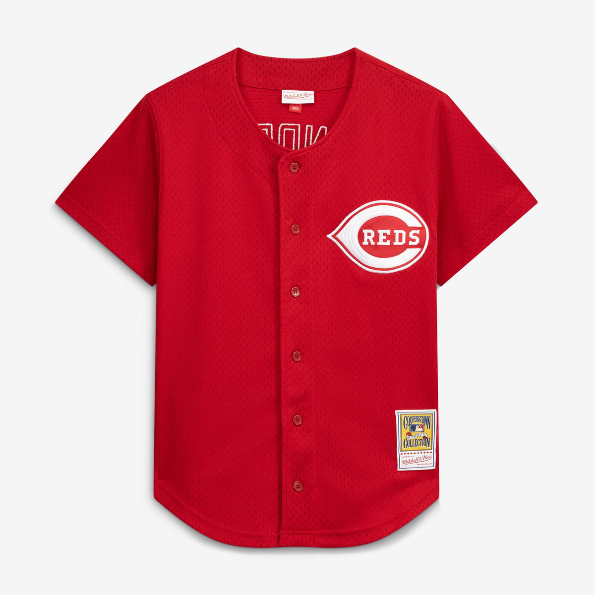 Cincinnati Reds Deion Sanders Mitchell & Ness Red Cooperstown Mesh Batting Practice Button-Up Jersey
