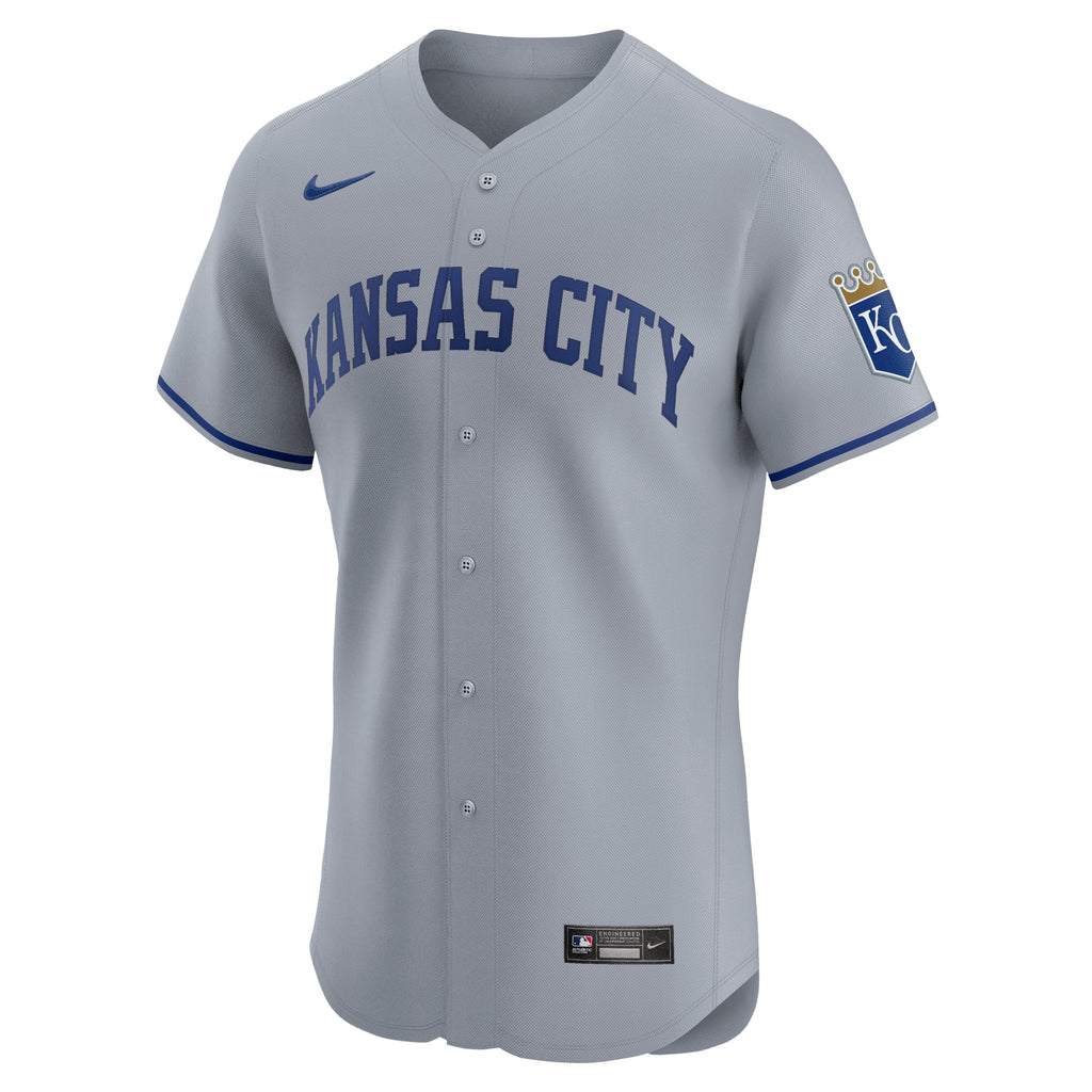 Kansas City Royals Nike Gray Road Vapor Premier Elite Patch Jersey
