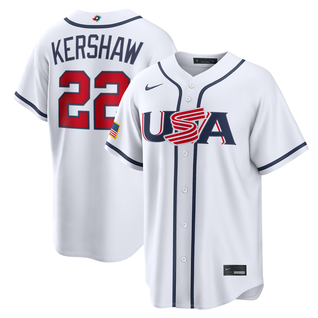 USA Baseball Clayton Kershaw Nike White 2026 World Baseball Classic Home Stadium Jersey