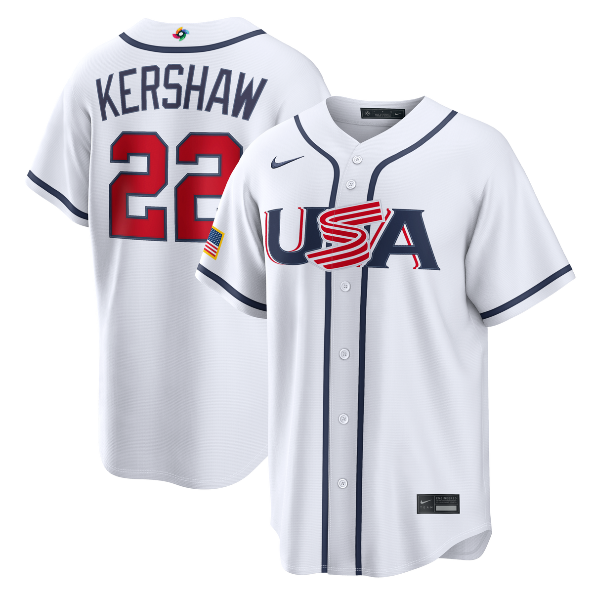USA Baseball Clayton Kershaw Nike White 2026 World Baseball Classic Home Stadium Jersey