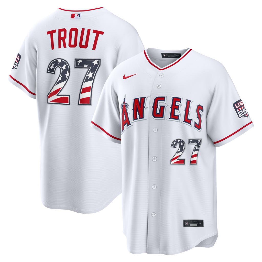 Fourth of July Los Angeles Angels Mike Trout Nike White USA 250 Stadium Jersey