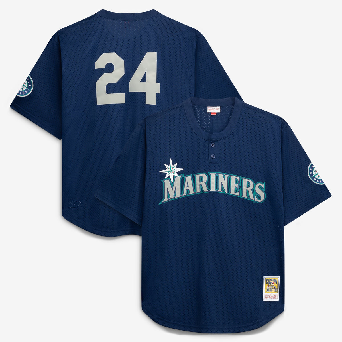 Seattle Mariners Mitchell & Ness Navy Big & Tall Cooperstown Collection Mesh Batting Practice Jersey